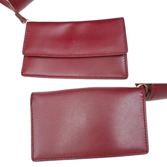 GUCCI Logo Top Handle Shoulder Hand Bag Leather Red GHW Italy - Picture 12 of 16
